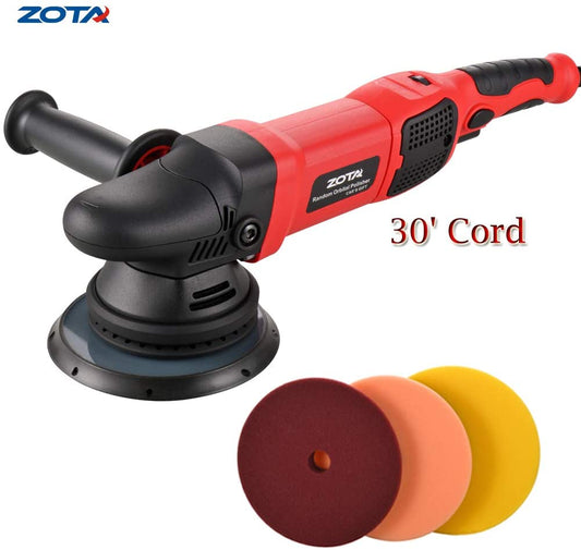 ZOTA Polisher with 30' Cord, 21mm Long-Throw Random Orbital Polisher, 6.5"/ 900w Dual Action Car Buffer kit with 3 Professional Pad