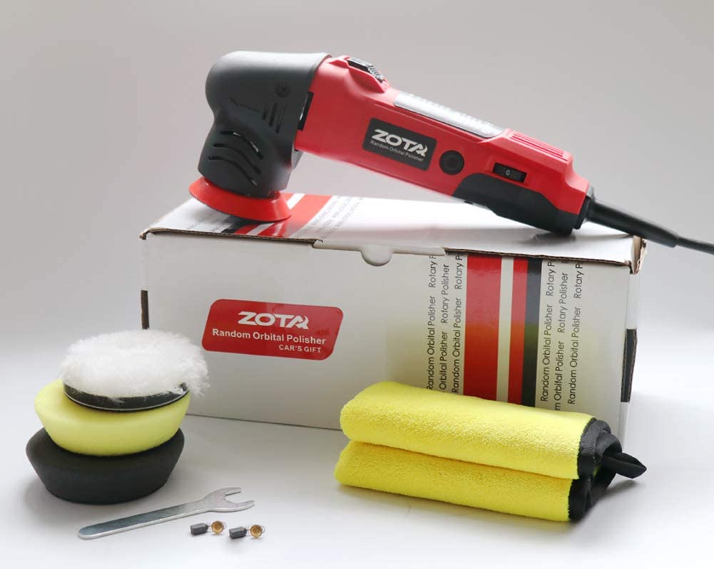 ZOTA Polisher,3 inch Orbital Polisher with 13.1' Cord, Mini Portable Rotary Polisher Kit with 3 Polishing Pads and Microfiber Towel.