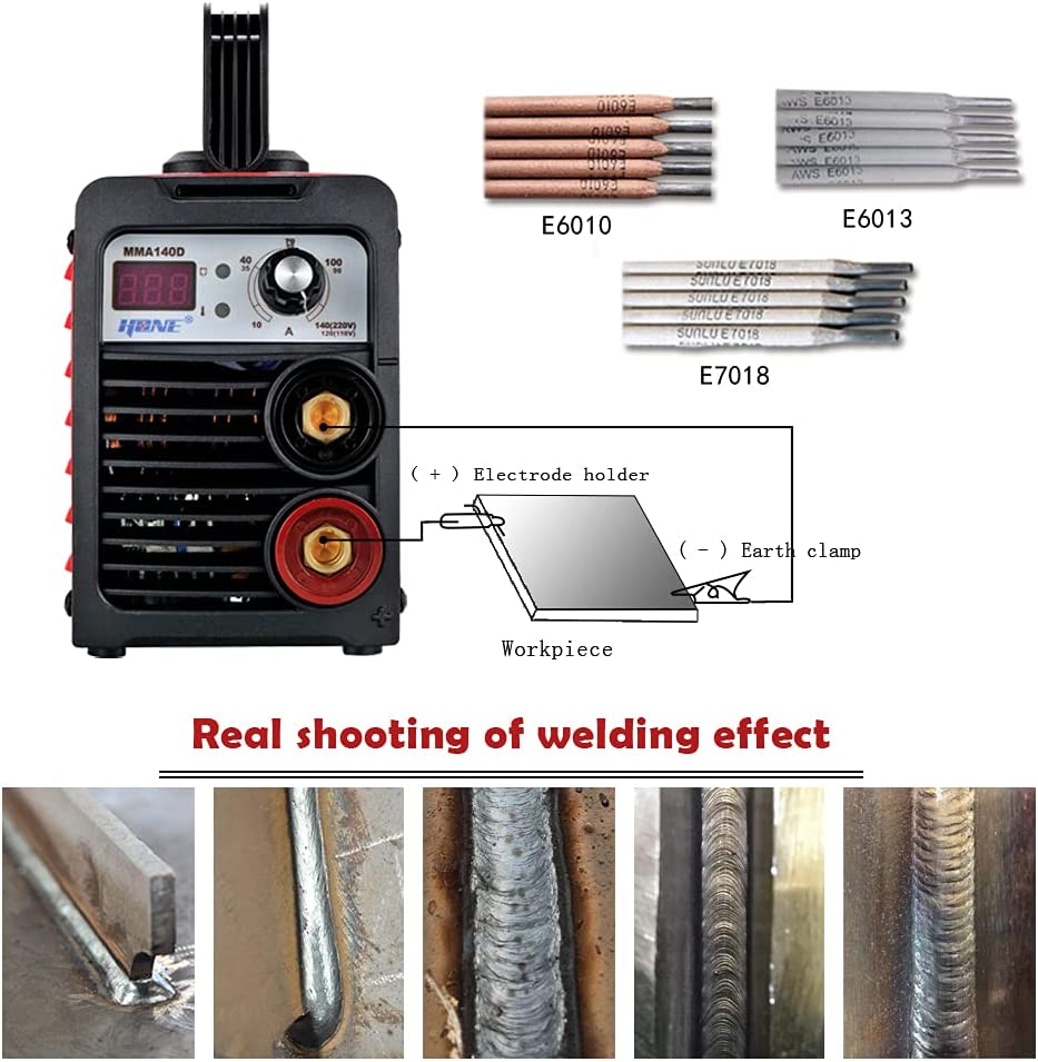 110V/220V, Actual 140Amp Stick Welder, Digital IGBT Inverter LCD Display Welding Machine with Hot Start Arc Force Anti-Stick, High Efficiency for Welding Rod 1/16-1/8-Inch