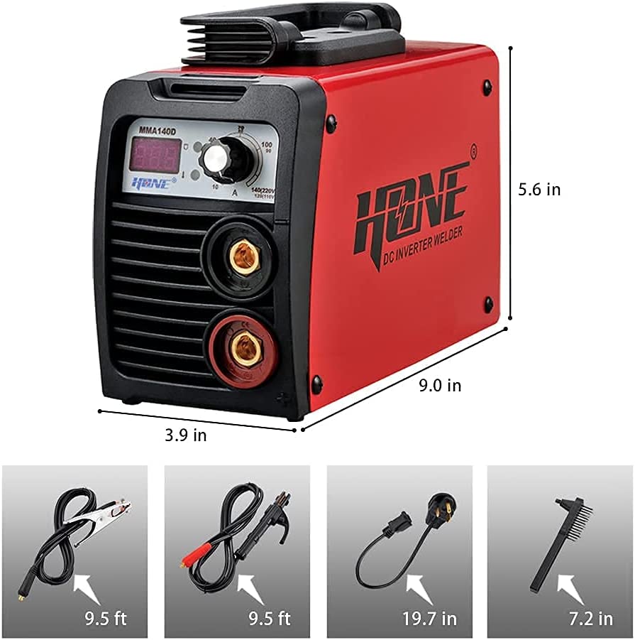 110V/220V Actual 140Amp ARC Welder Machine, IGBT Inverter Digital Display LCD Welding Machines with Hot Start Arc Force Anti-Stick, High Efficiency for 1/16"-1/8" Welding Rod