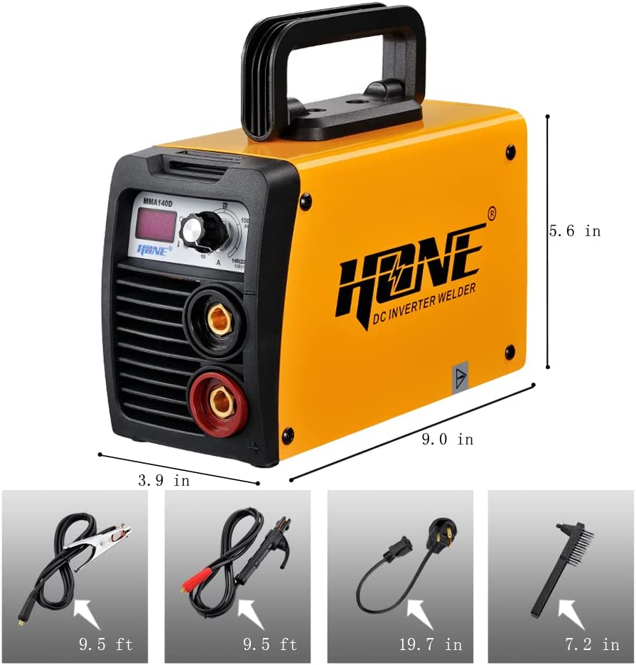 110V/220V, Actual 140Amp Stick Welder, Digital IGBT Inverter LCD Display Welding Machine with Hot Start Arc Force Anti-Stick, High Efficiency for Welding Rod 1/16-1/8-Inch