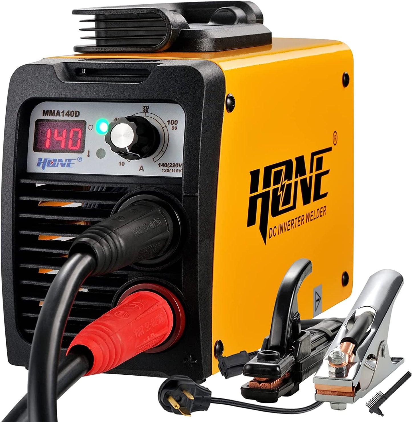 110V/220V, Actual 140Amp Stick Welder, Digital IGBT Inverter LCD Display Welding Machine with Hot Start Arc Force Anti-Stick, High Efficiency for Welding Rod 1/16-1/8-Inch