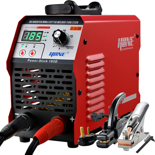 Actual 185Amp 110V/220V Stick Welder with Lift Tig Function, Digital IGBT Inverter Welding Machine with Hot Start Arc Force Anti-Stick VRD, High Duty Cycle for 1/16"-5/32" Welding Rod